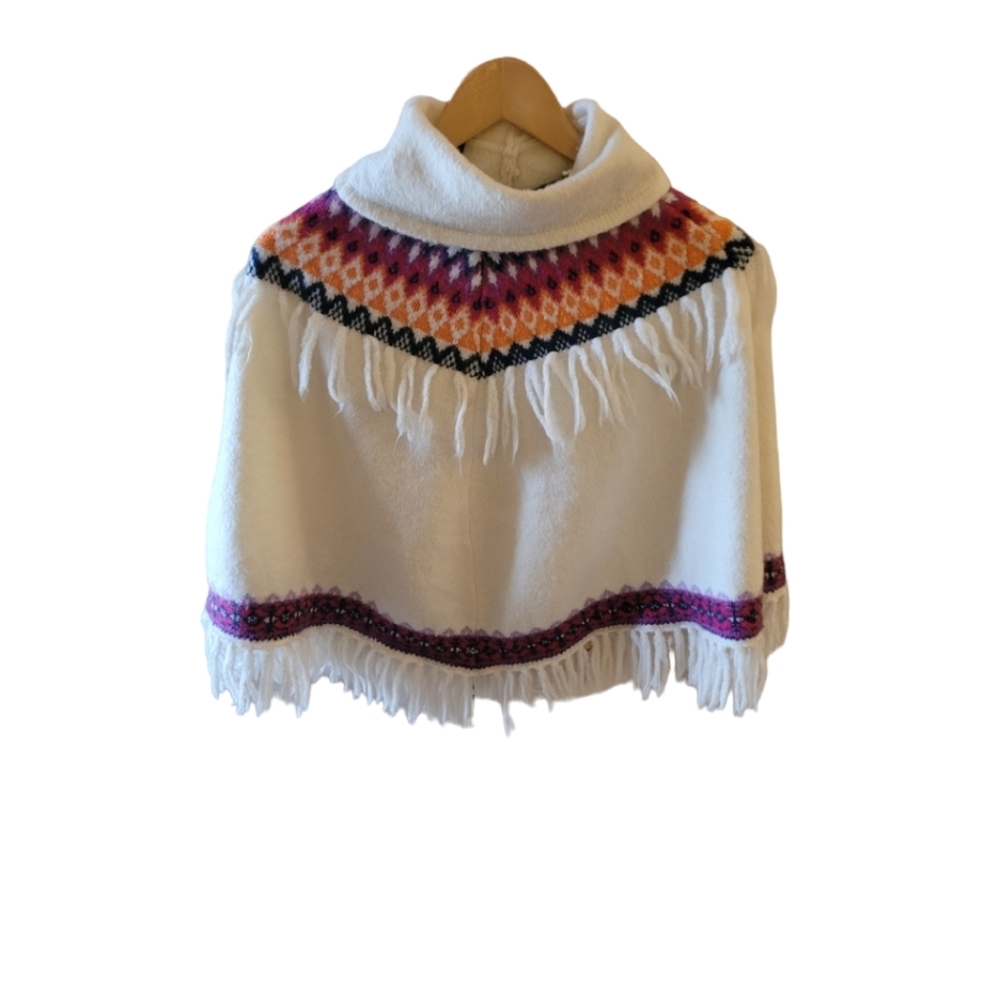 Gap Stretch Kids Mohai Blend Fringed Southwestern Design Poncho Size XXL